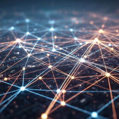 Abstract representation of interconnected local businesses with links, symbolizing local link building success, no text, no words, no typography, clean image