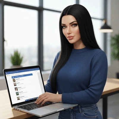 Person using a laptop to optimize their Google Business Profile for local SEO